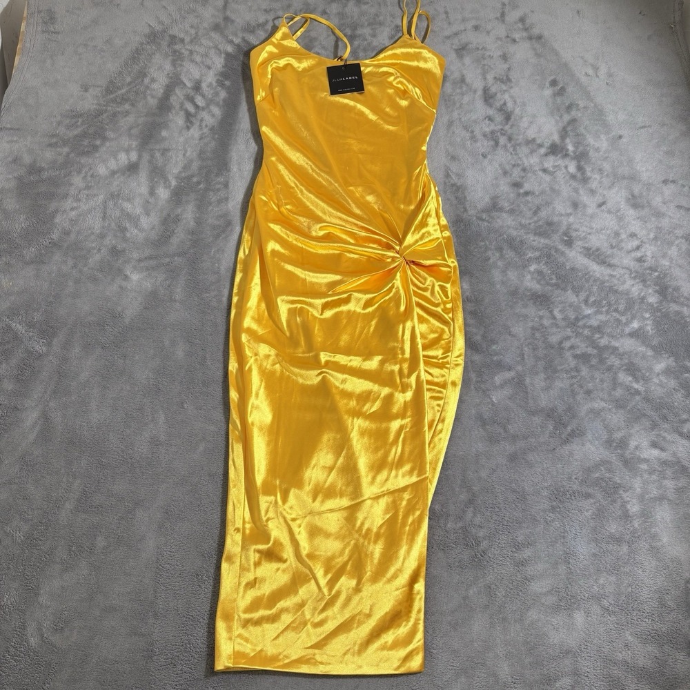 JLUXLABEL Gold Dress Size Small Glossy Sleeveless Back Zip NWT